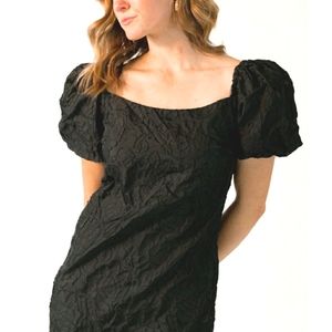 SHE & SKY Black Puff Sleeve Mini Dress